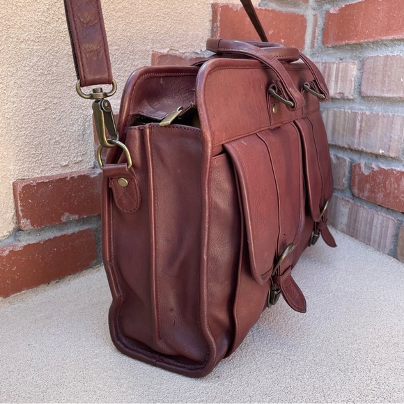 Rare & Unique Bill Blass VTG Soft Bomber Cowhide  Leather Briefcase in Chocolate - Picture 4 of 15
